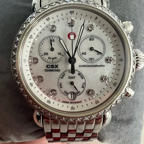 Michele Signature CSX-36 Diamond & Pearl White Dial Ladies Watch - Picture 5 of 8